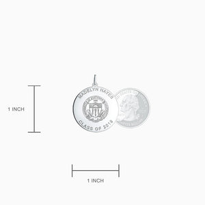 Engravable 1 inch, Sterling Silver Custom Graduation Disc Charm Pendant - Size Detail (NSL210602)