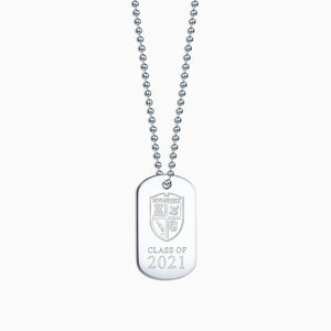 Engravable Men's Sterling Silver Flat Custom Graduation Dog Tag Slider Necklace with Ball Chain - Medium - Zoom Detail