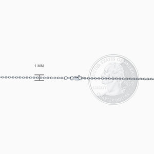 Engravable 1 inch 14k White Gold Disc Charm Necklace with 1 mm Cable Link Chain with Lobster Clasp