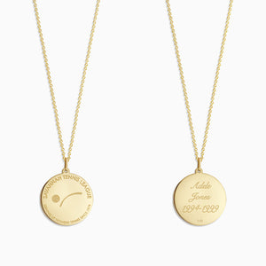 Engravable 7/8 inch 14k Yellow Gold Disc Charm Necklace with Cable Chain - NYG130420 - Front and Back Engraving