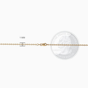 Engravable 1 inch 14k Yellow Gold Disc Charm Necklace with Cable Chain - NYG130421 - 1 mm Cable Chain with Lobster Clasp