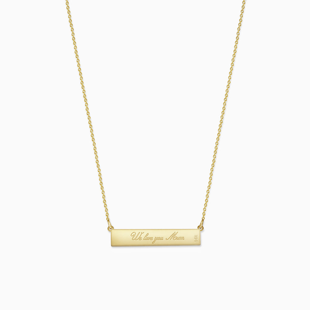 Engravable, 1.25 inch 14k Gold Diamond MUM Horizontal Name Bar Necklace (NYG220212)
