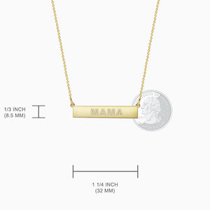 Engravable, 1.25 inch 14k Gold Diamond MAMA Horizontal Name Bar Necklace - Size Measurements (NYG220213)
