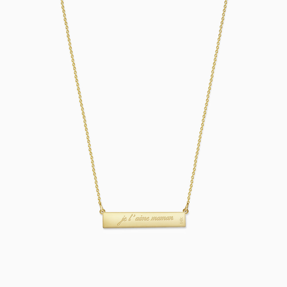 Engravable, 1.25 inch 14k Gold Diamond MAMAN Horizontal Name Bar Necklace (NYG220214)