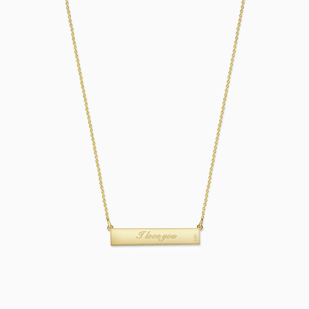 Engravable, 1.25 inch 14k Gold Diamond SWEETIE Horizontal Name Bar Necklace (NYG220217)