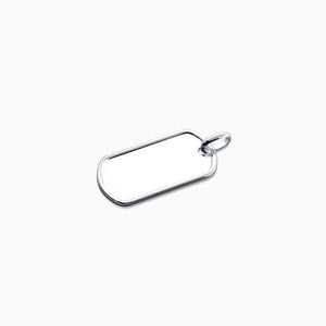 Engravable Men's Sterling Silver Dog Tag with Raised Edge - Medium - Angle