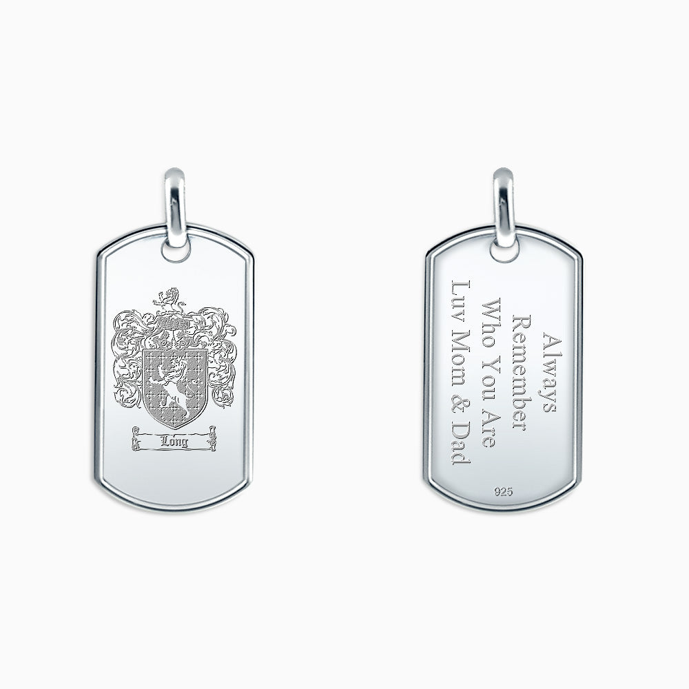 Engravable Men's Solid Sterling Silver Raised Edge Dog Tag - Large