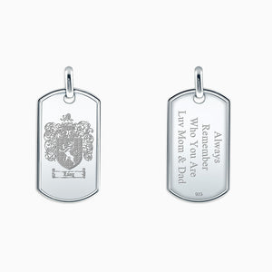 Engravable Men's Solid Sterling Silver Raised Edge Dog Tag - Large - Personalized on Front and Back