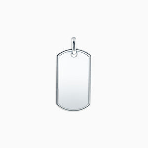 Engravable Men's Solid Sterling Silver Raised Edge Dog Tag - Large