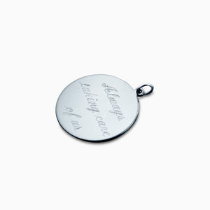 Engravable 7/8 inch 14k White Gold Interlocking-Script Monogram Disc Charm Necklace