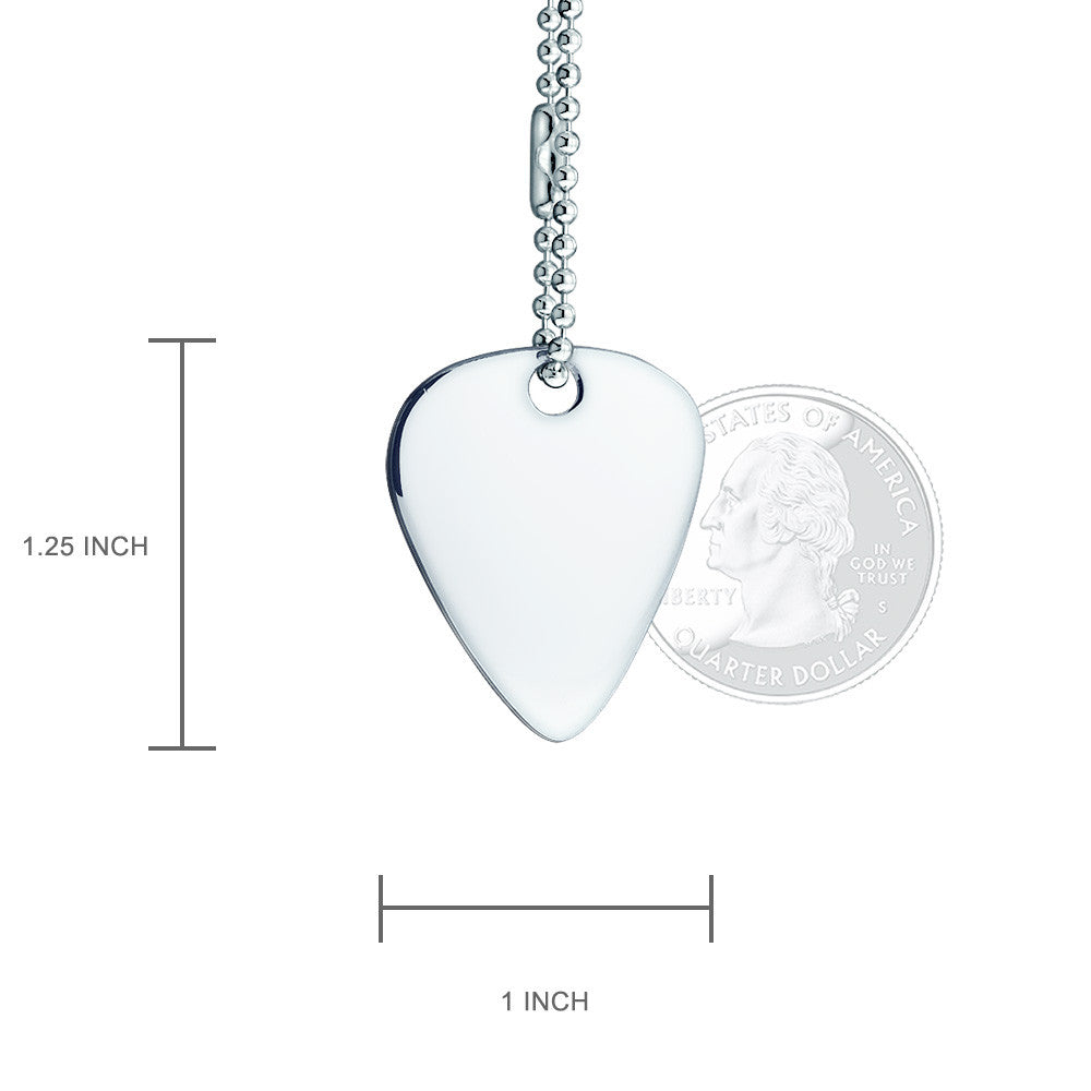 Engraved Guitar Pick-Sterling Silver top