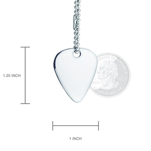 Engravable Men's Sterling Silver Guitar Pick Necklace with Ball Chain and Extension Loop