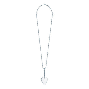 Mens Sterling Silver Guitar Pick Necklace w/ Bead Chain and Extension (Engraved)