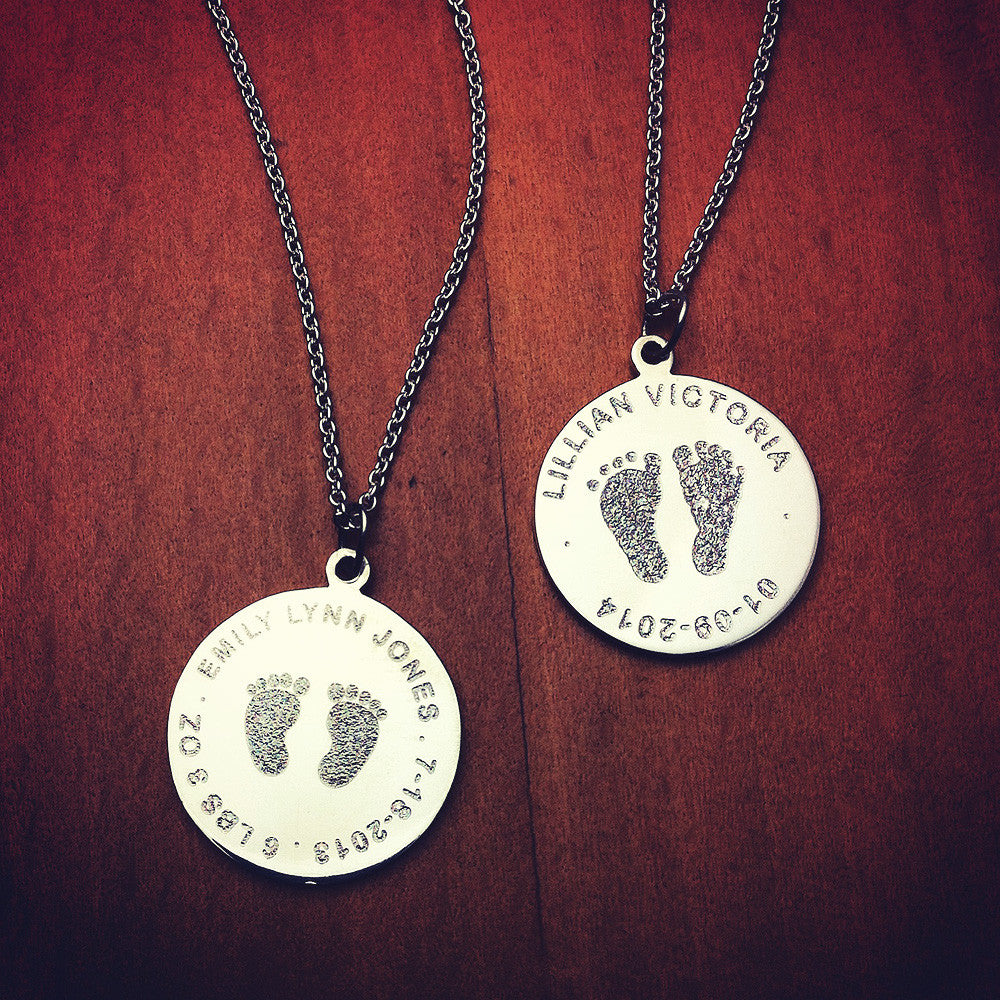 Engraved footprint necklace discount