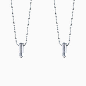 Engraved Mens Sterling Silver 9 mm Bullet Necklace w/ Bead Chain