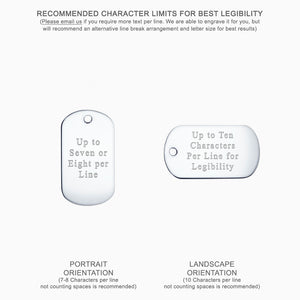 Text Engraving Options for Medium Engravable Sterling Silver Smooth-Edge Dog Tag Slider