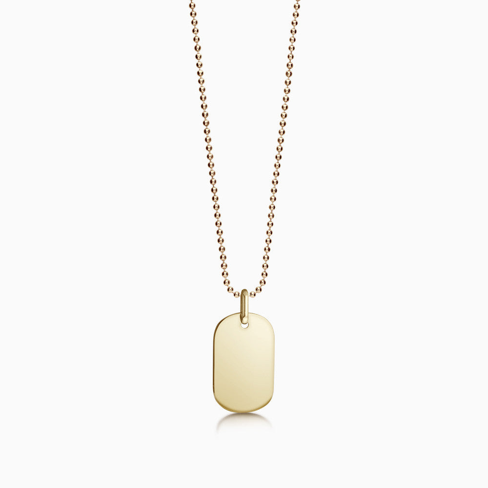 Yellow Gold 14k Gold Military Dog Tags Engravable Women's Flat