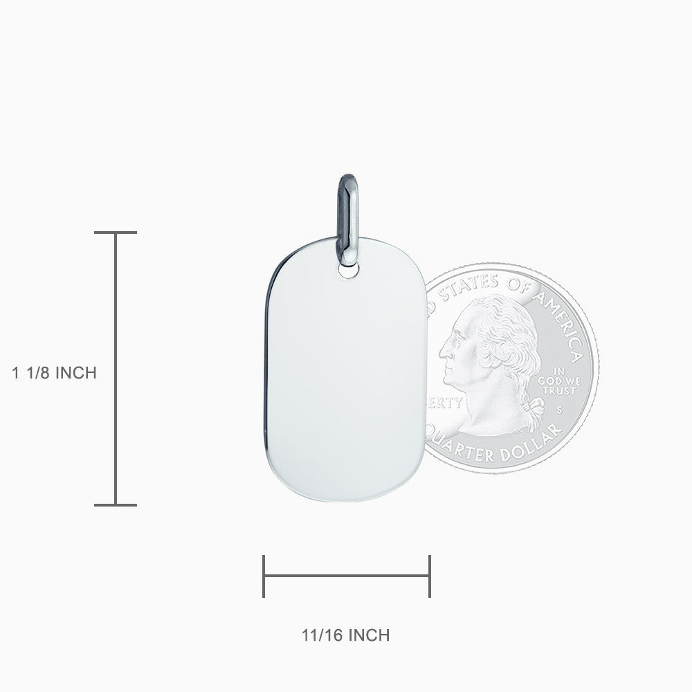 Engravable Women's Flat-Edge Sterling Silver Dog Tag Pendant
