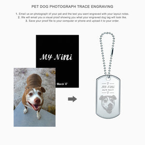 Double Large Engravable Mens Sterling Silver Dog Tag Slider with Raised Edge and Extension Loop Chain - Custom Engraving Instructions for Pet Dog Photograph Trace