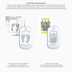 Medium Engravable Men's Sterling Silver Dog Tag Slider - Custom Engraving Instructions for Artwork and Images