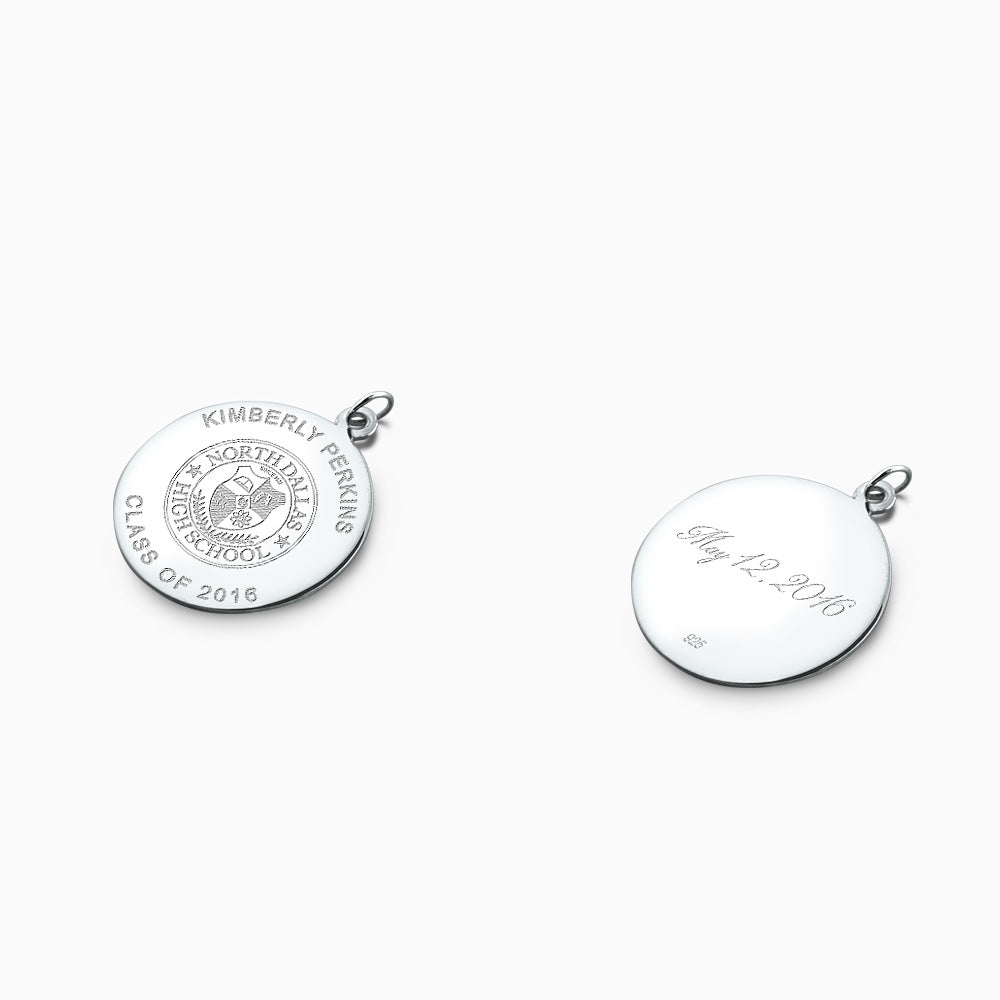 Engravable 1 inch, Sterling Silver Custom Graduation Disc Charm Pendant (PSL210602)