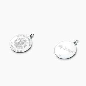 Engravable 1 inch, Sterling Silver Custom Graduation Disc Charm Pendant - Personalized on Front and Back (PSL210602)