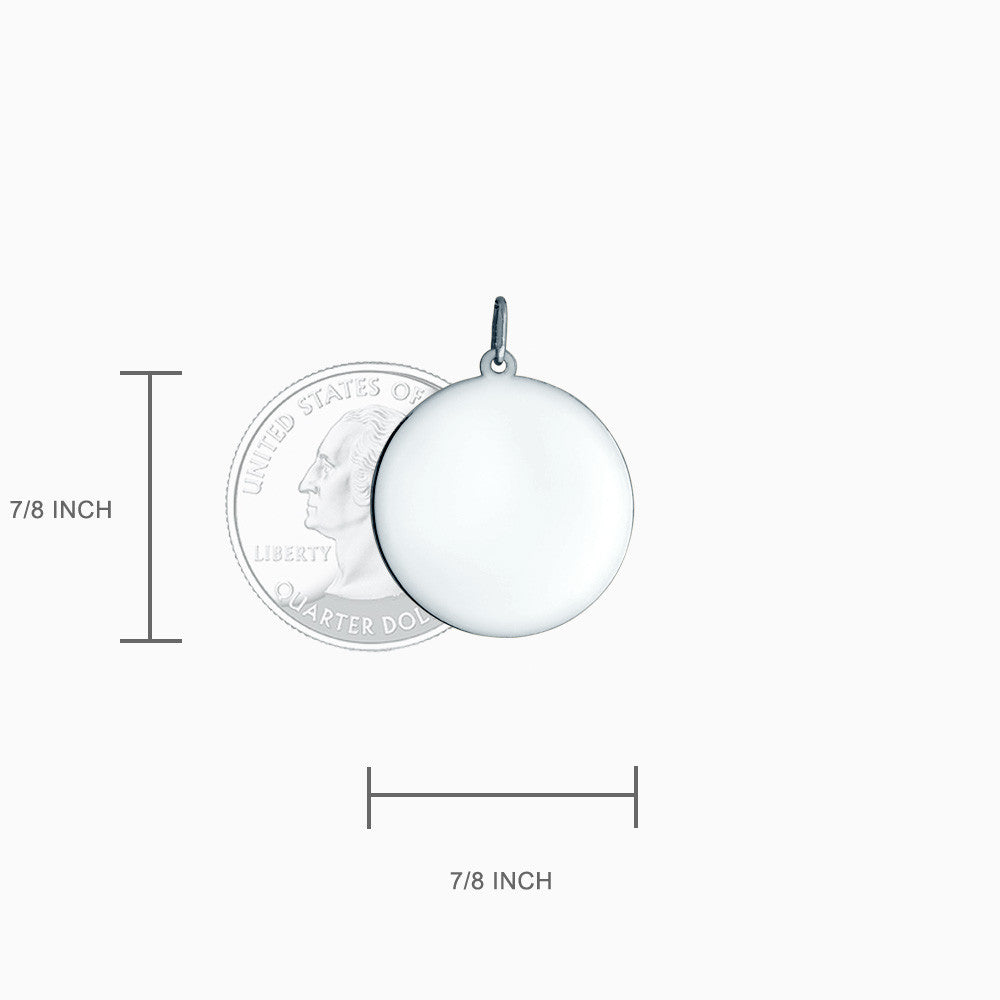 Engravable 7/8 inch 14k White Gold Disc Charm Pendant