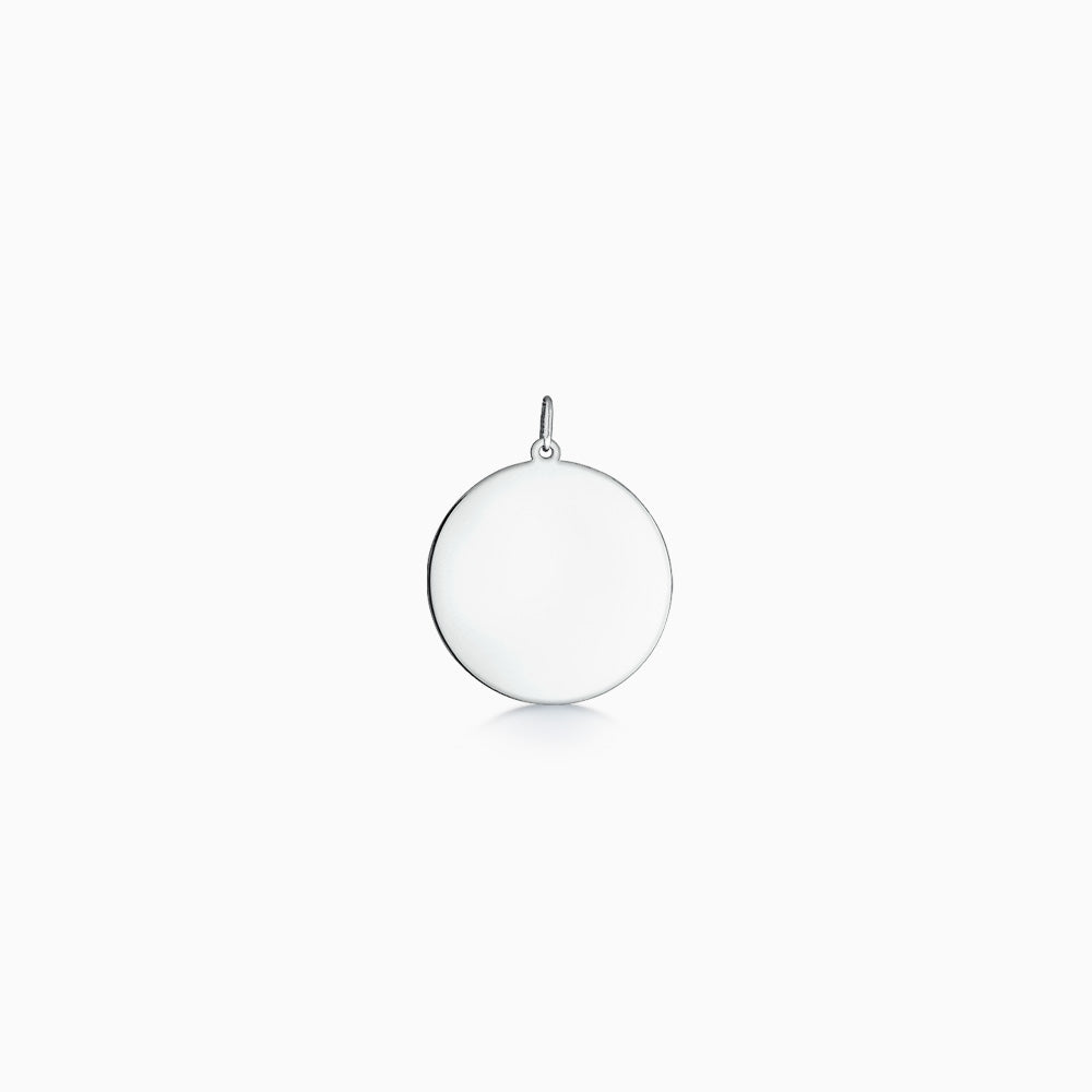 Engravable 1 inch, 14k White Gold Disc Charm Pendant