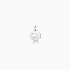 Engravable 1/2 inch 14k White Gold Disc Charm Pendant Engraved with Handwriting