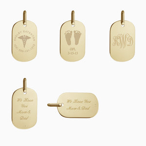 Women's 14k gold flat edge dog tag pendant - Custom engraving
