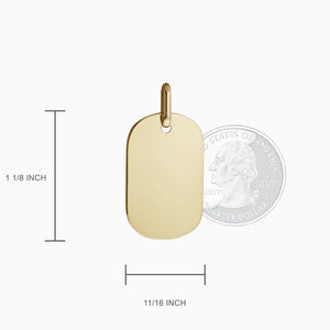 Women's 14k gold flat edge dog tag pendant - small - 1 1/8 inch x 11/16 inch