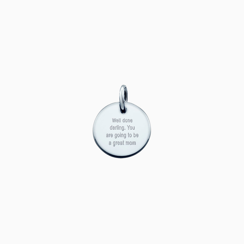 7/8 inch, Sterling Silver Custom Engraved Baby Footprint Disc Charm for Bracelets